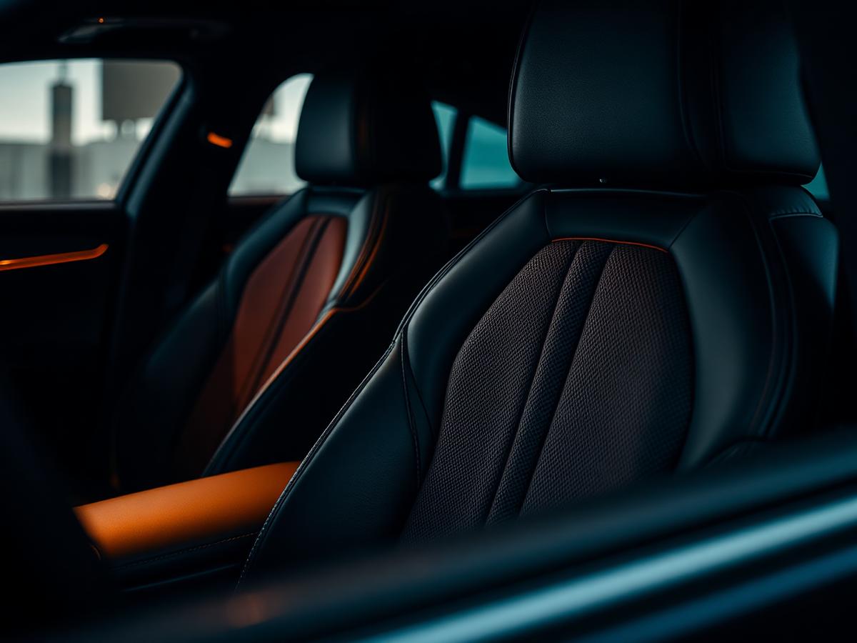 Premium leather interior of a clean rental vehicle